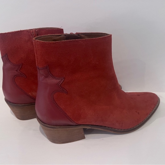 Anthropologie Shoes - Anthropologie Red Suede Ankle Boots side zip size 39
